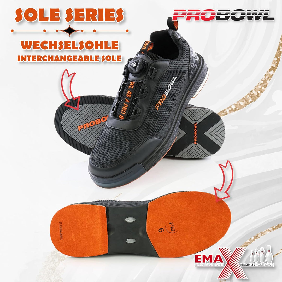 EMAX | Pro Bowl – Wechselsohle | Austauschbare Sohle für Bowlingschuhe | Für Glatte und Stumpfe Anlä