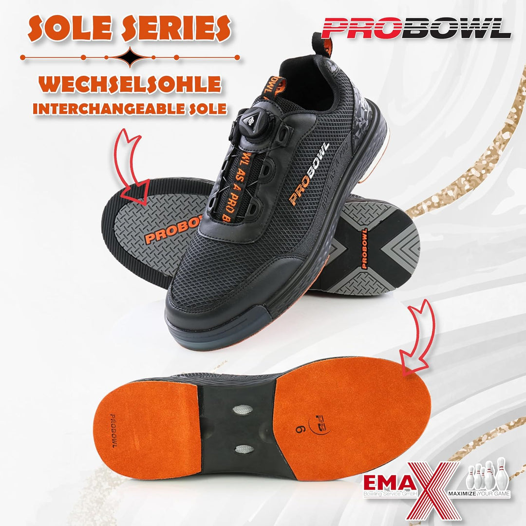 EMAX | Pro Bowl – Wechselsohle | Austauschbare Sohle für Bowlingschuhe | Für Glatte und Stumpfe Anlä