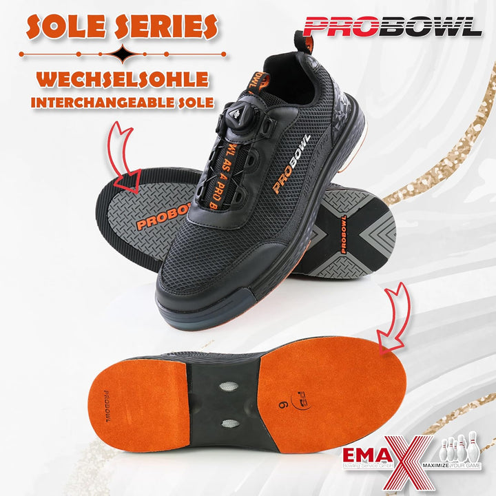 EMAX | Pro Bowl – Wechselsohle | Austauschbare Sohle für Bowlingschuhe | Für Glatte und Stumpfe Anlä
