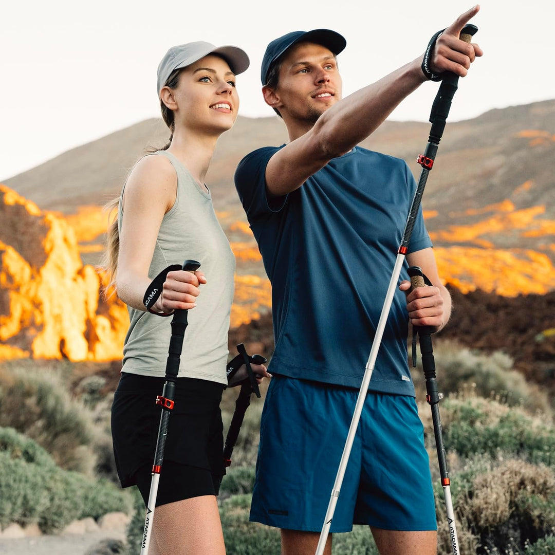 ATACAMA Wanderstöcke verstellbar aus Carbon oder Aluminium mit Korkgriff | Ergonomische Nordic Walki