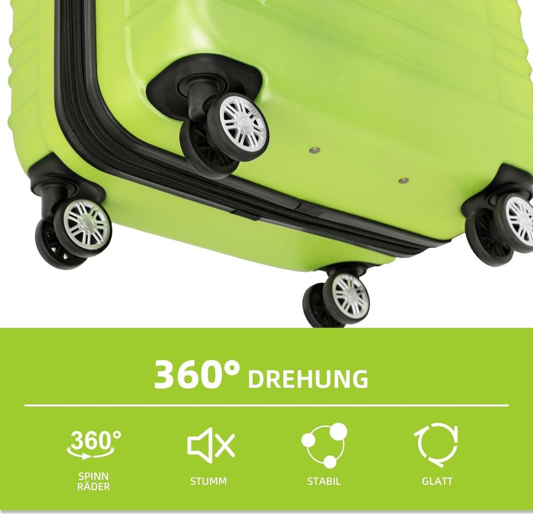 BEIBYE Hartschalen Koffer Trolley Rollkoffer Reisekoffer Zwillingsrollen Kofferset (Grün, Set) Grün