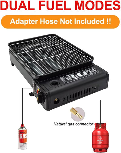 Camping Grill Set - Tragbarer Grill mit Grill, Grillpfanne, Grillpfannen-Clip - Tragbare Campingpfan