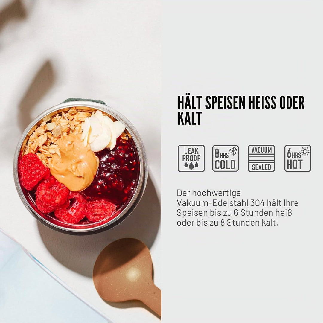 BLACK + BLUM Food Flask Thermobecher 400 ml | Orange | Thermobehälter Essen hält 6h heiss & 8h kalt