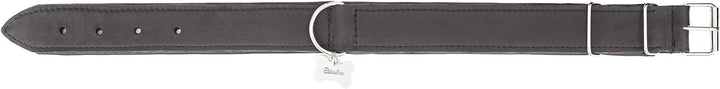 Hundehalsband Leder, Halsband, Leder, Lederhalsband Hund, Metallschnalle, 65 x 4 cm, Schwarz Einstel