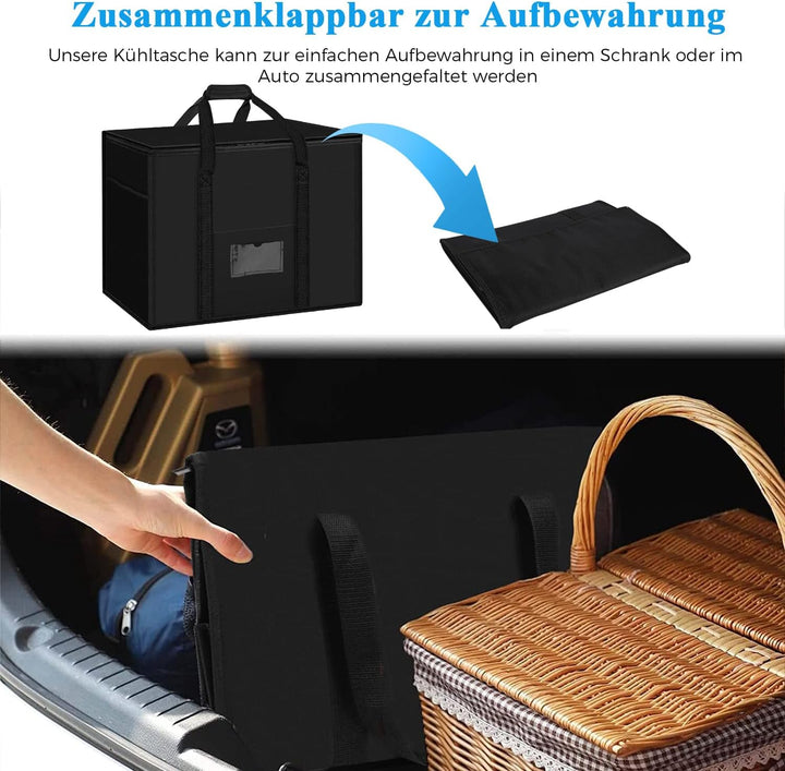 Beautyshow 40L Gross Kühltasche, Wiederverwendbare Einkaufstasche, Dauerhaft Isoliertasche mit Netzt