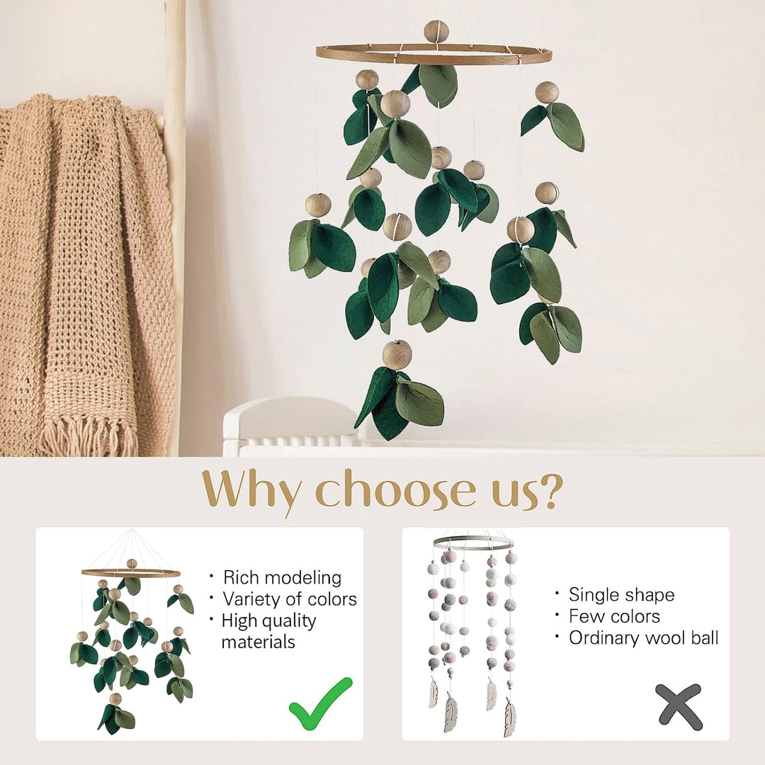 Babybett Mobile Windspiel 3D Blätter Hölz Baby Mädchen Kinderbett Anhänger für Babybett Kinderzimmer