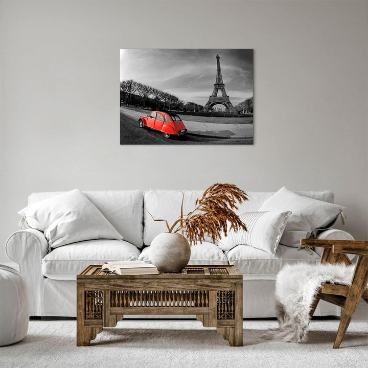 Bilder auf Leinwand Auto Eiffle Kultur Architektur Leinwandbild 70x50cm Wandbilder Dekoration Wohnzi