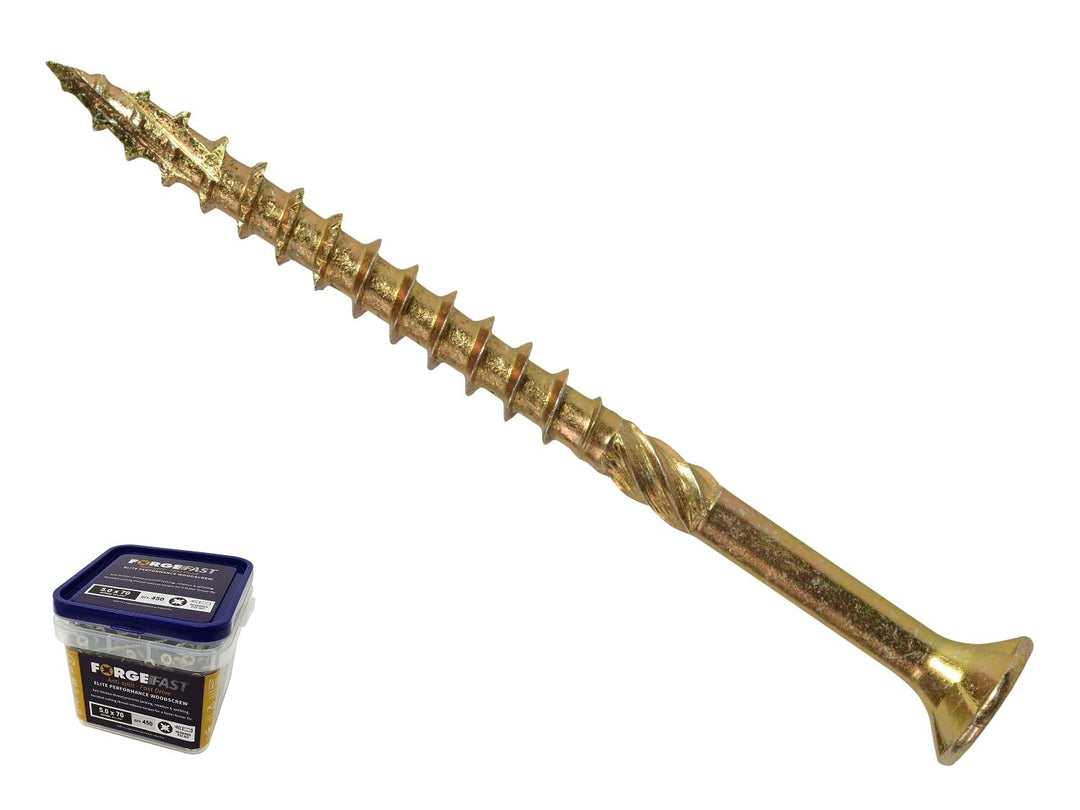 ForgeFix FORFFP450YT FORFFP450YT-TB ForgeFast Pozi Compatible Elite Performance Wood Screw ZY 4.0 x
