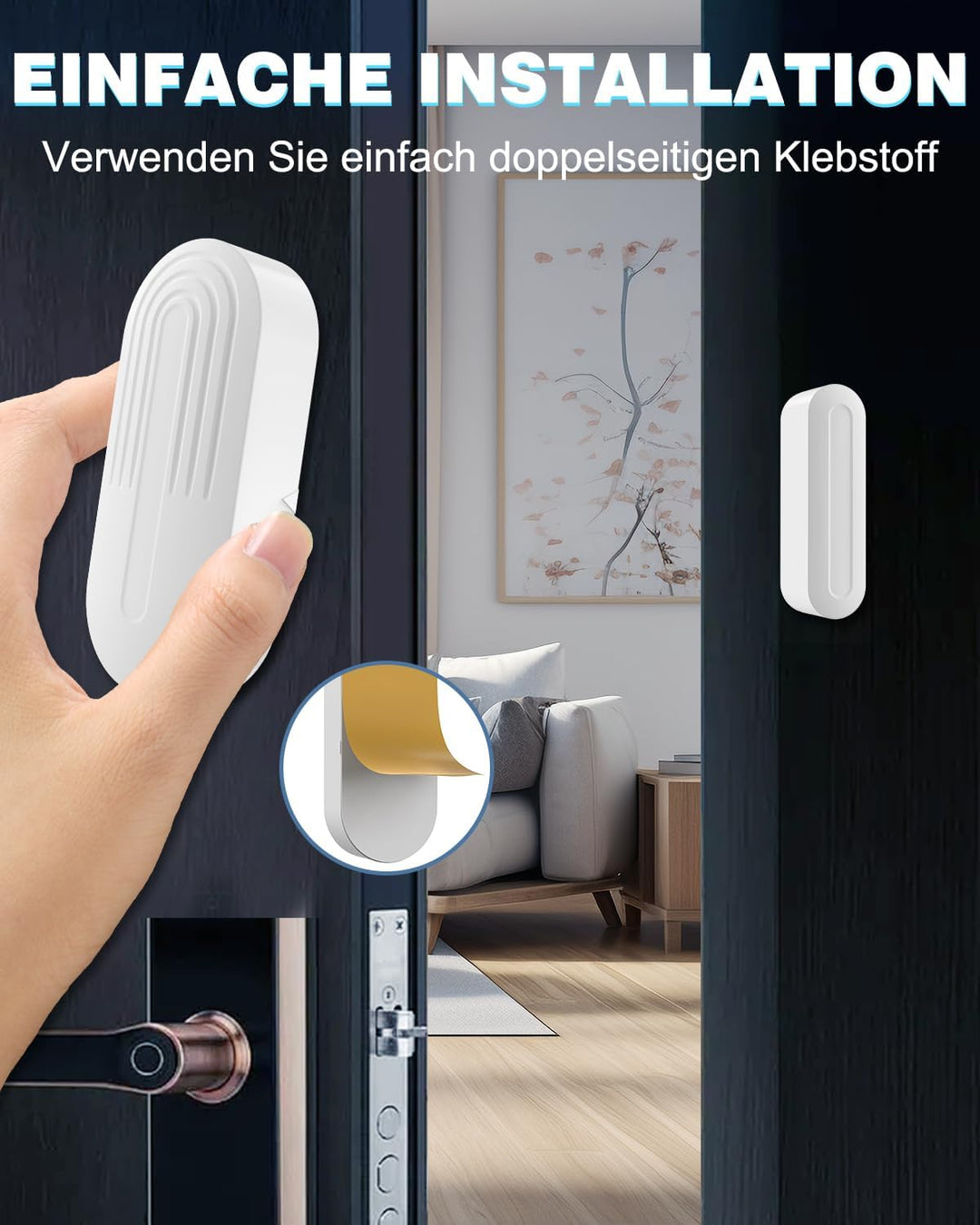 SanJie Tür Fenster Sensor,Türalarm Fensteralarm 150M/500FT Reichweite 55 Melodien auf 5 Volumes,Türs