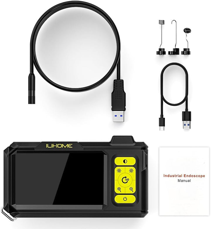 ILIHOME Endoskopkamera mit Licht, Industrie Endoskop Inspektionskamera 4,3 IPS Bildschirm Wasserdich