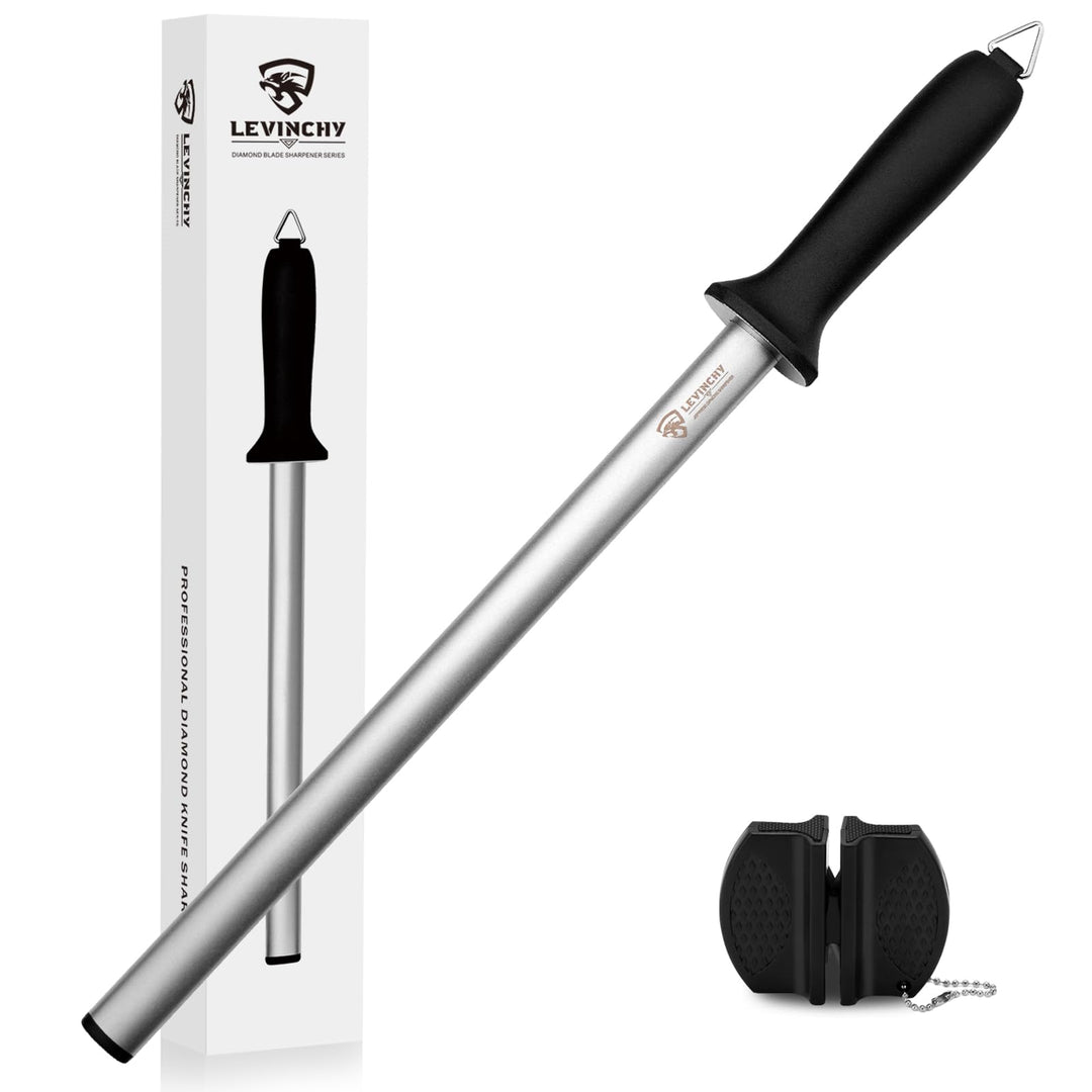 LEVINCHY Diamant-Messer-Wetzstahl, 30,5 cm, professionelle Diamantbeschichtung, Schleifstahl, Premiu