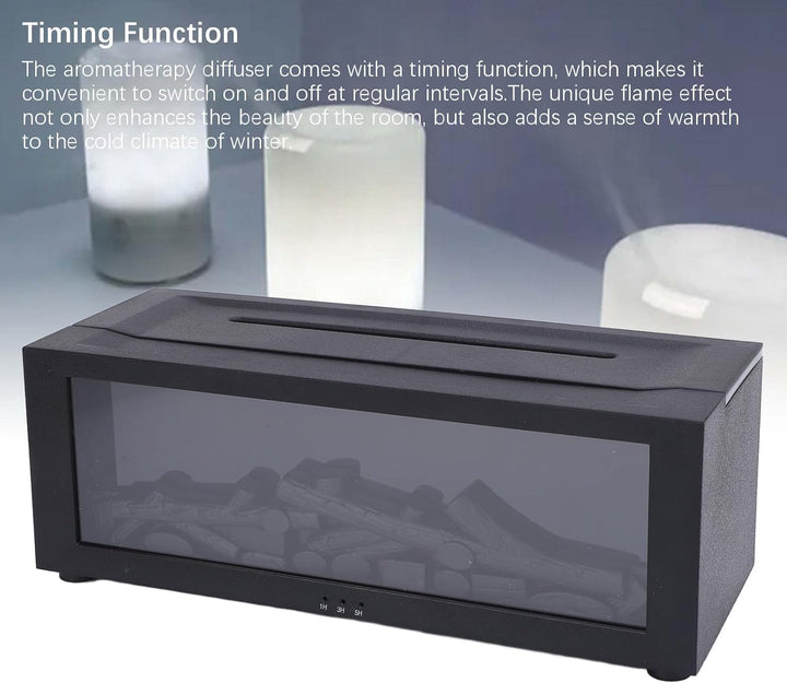 Fireplace Diffuser, Diffuser Kamin mit 3D Flammen, Kaminöl-Diffusor mit Timer, Leiser Kamindiffusor