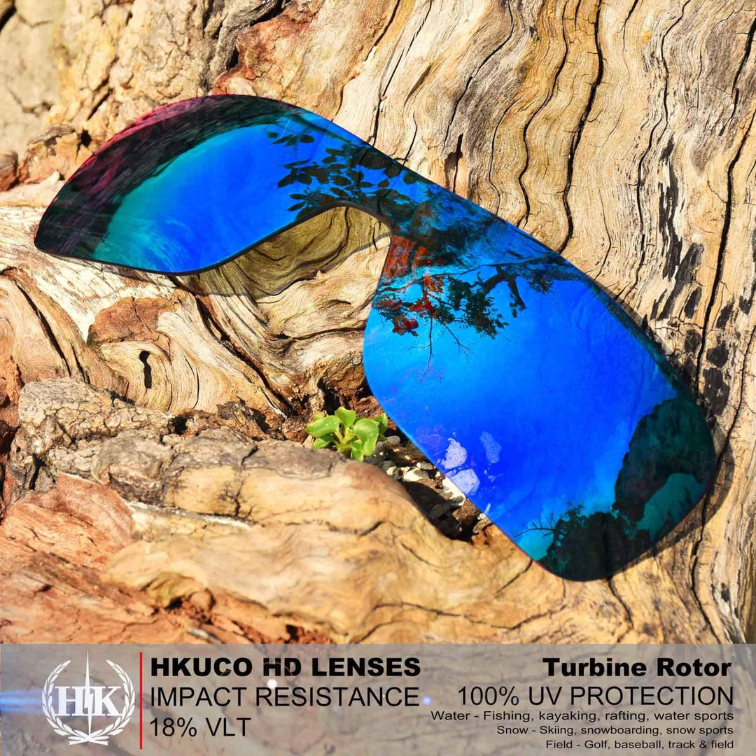 HKUCO Mens Replacement Lenses For Oakley Turbine Rotor Sunglasses Red/Blue/Titanium/Emerald Green, R