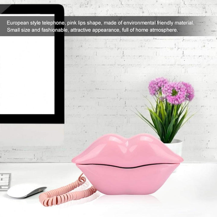 Annadue Europäisches Festnetztelefon mit rosa Lippen, Retro-Neuheit, schnurgebundenes Telefon, mit T