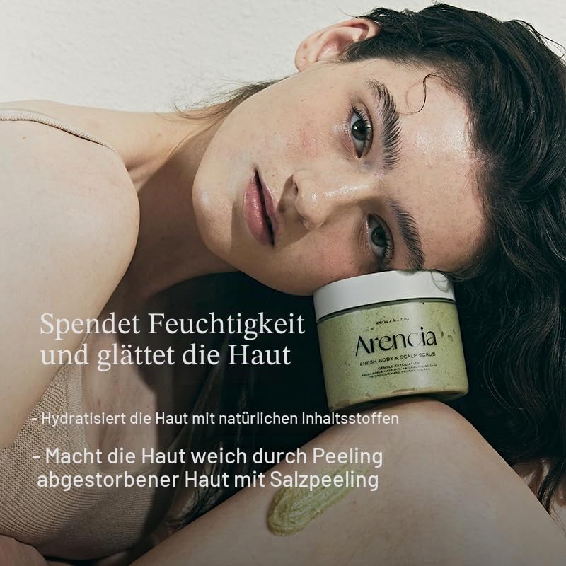 Arencia Fresh Cloud Sea Salt Body & Scalp Scrub (Black) - Sanftes Peeling für weichere, erfrischte H
