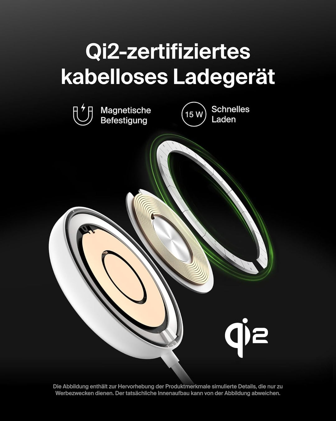 Belkin Magnetisches Kabelloses Ladegerät (15W) mit Ständer – zertifiziertes MagSafe Ladegerät, Qi2 L