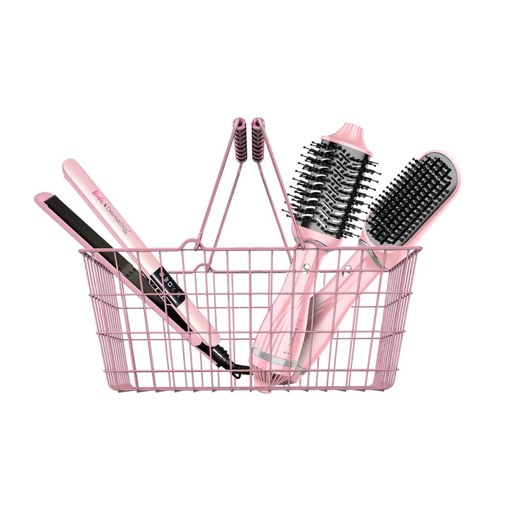 Spazzola Asciugacapelli - Demeliss - Volume &amp; Style - Barbie Edition - 1200 W - 3 Temperature - Rosa