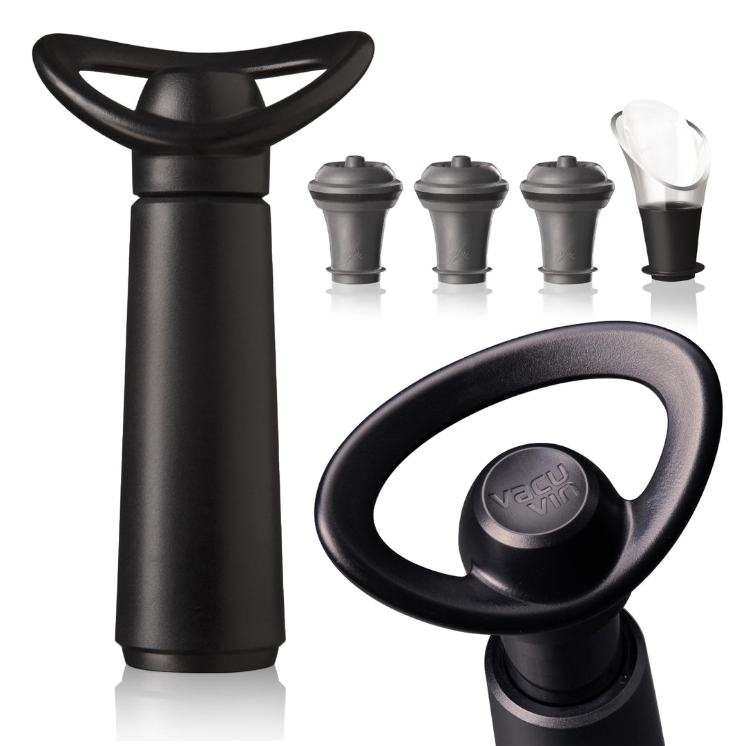 Vacu Vin Wine Saver Concerto Wine Pump with 1 Wine Server/Pourer 3 Stoppers, Gift Set Black Einheits