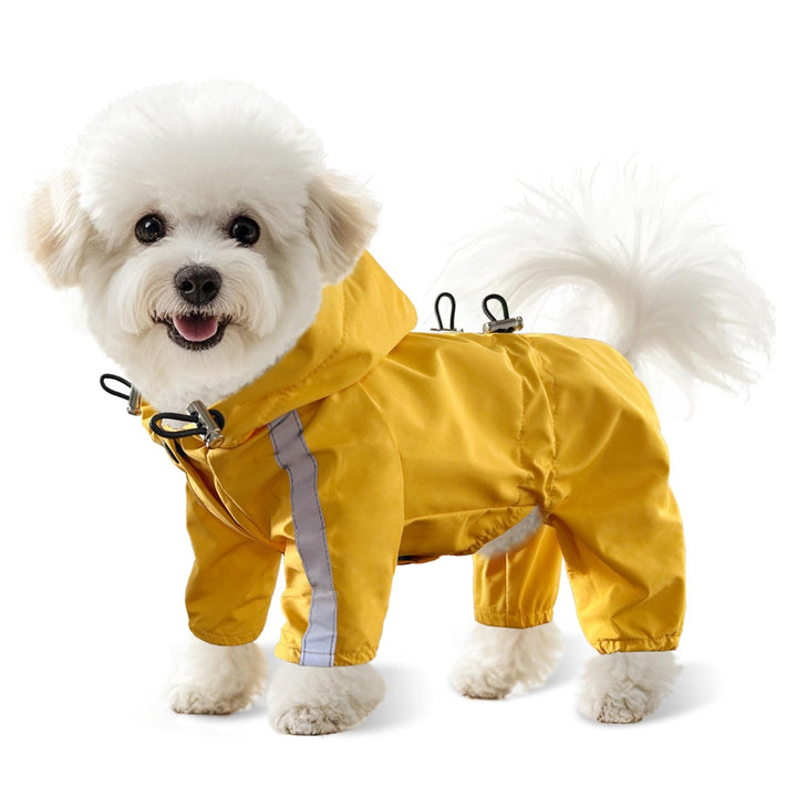 LOS ANDES Regenjacke Hund Wasserdicht für Klein Hunde, Reflektierend, Gelb, S, Polyester, Wasserfest