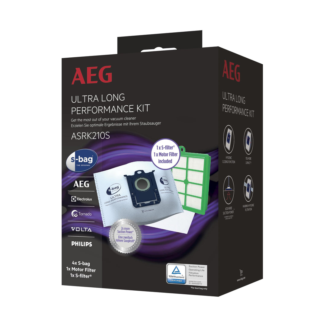 AEG ASRK210S s-Bag Performance Kit, 4 x S-Bag Staubbeutel Ultra Long Performance, 1 x S-Filter Hygie