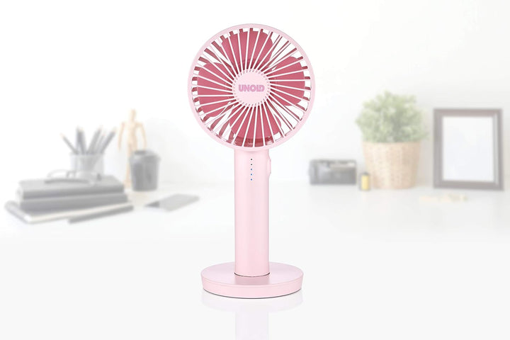 Unold Handventilator Breezy II Pink 86624 – Akku Handventilator 5 Stufen, 2–8 Std. Laufzeit, USB-Lad