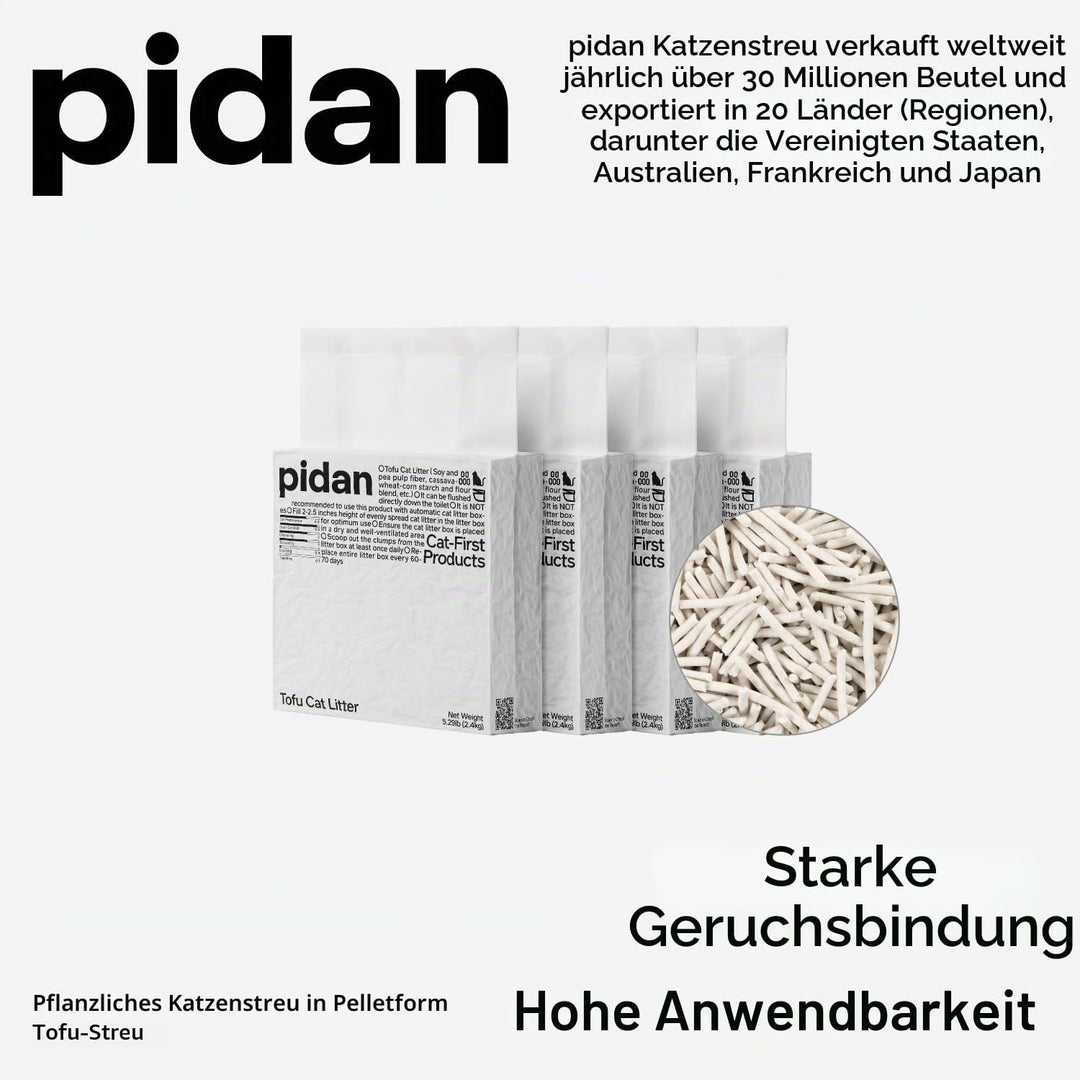 pidan Tofu Katzenstreu 4,8kg (2 Beutel), Klumpend, Spülbar, Ultra Saugfähig Und Schnell Trocknend, 1