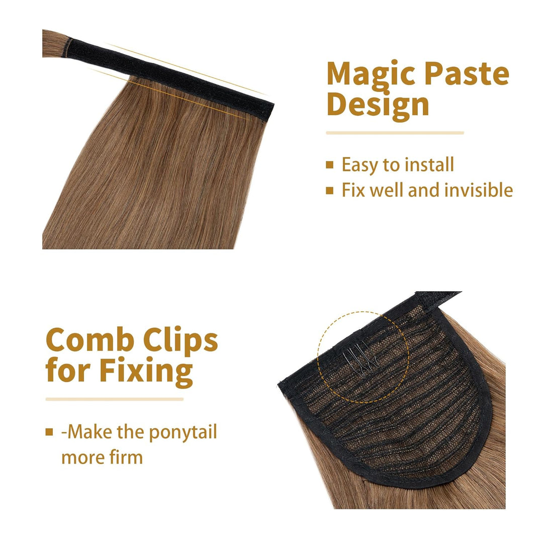 SEGO Ponytail Extension Echthaar Pferdeschwanz Zopf Haarteil Haarverlängerung Hair Piece Haar Hitzeb