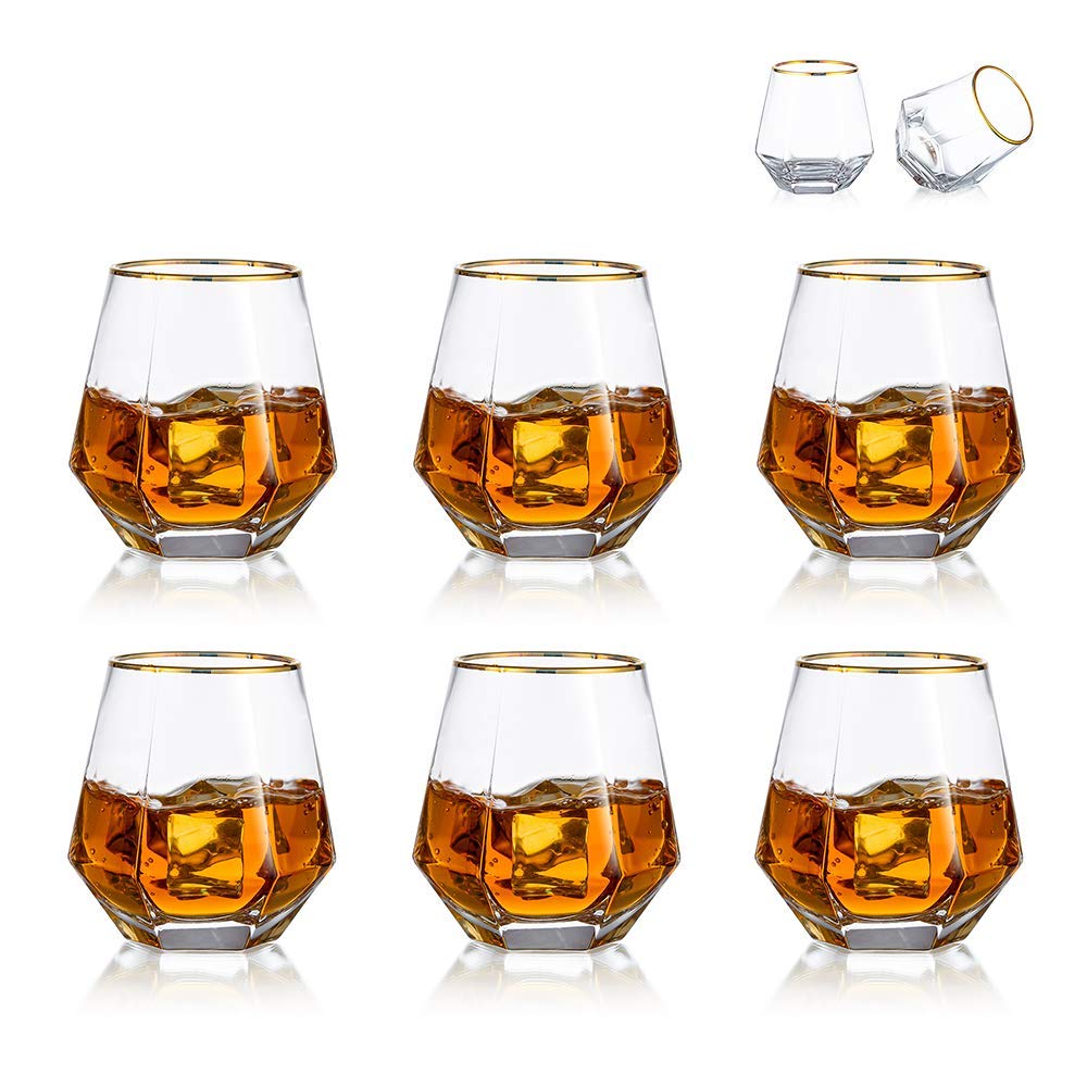 Diamond Whisky Glasses 6er-Set Gekipptes Scotchglas 300 Ml Whiskyglas Moderner Look Für Männer Fraue
