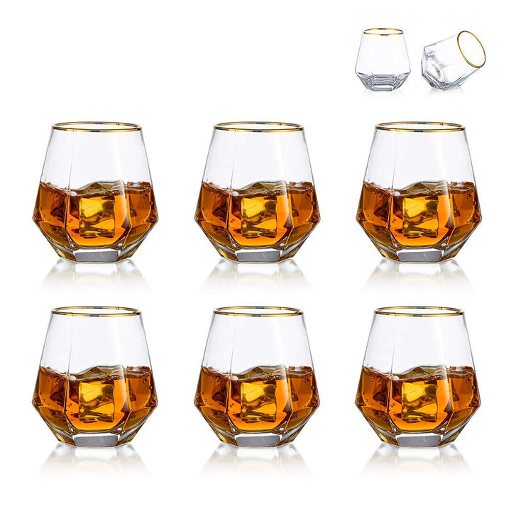 Diamond Whisky Glasses 6er-Set Gekipptes Scotchglas 300 Ml Whiskyglas Moderner Look Für Männer Fraue