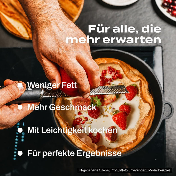 AMT Gastroguss Bratpfanne 32 cm Ø Schwenkpfanne 4 cm hoch, fester Stiel, nicht induktionsgeeignet, L