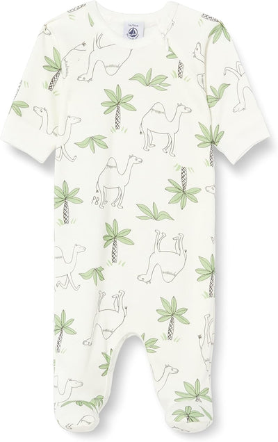 Petit Bateau Unisex Baby Schlafanzug mit Reissverschluss 3 Monate Weiss Marshmallow / Mehrfarbig, 3