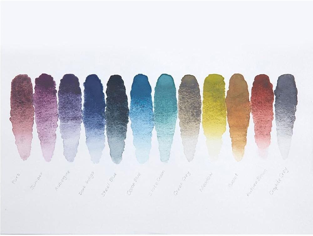 Derwent Graphitint Tragbare Palette mit 12 Farben, Paint Travel Set Palette, Wassertankpinsel & Schw