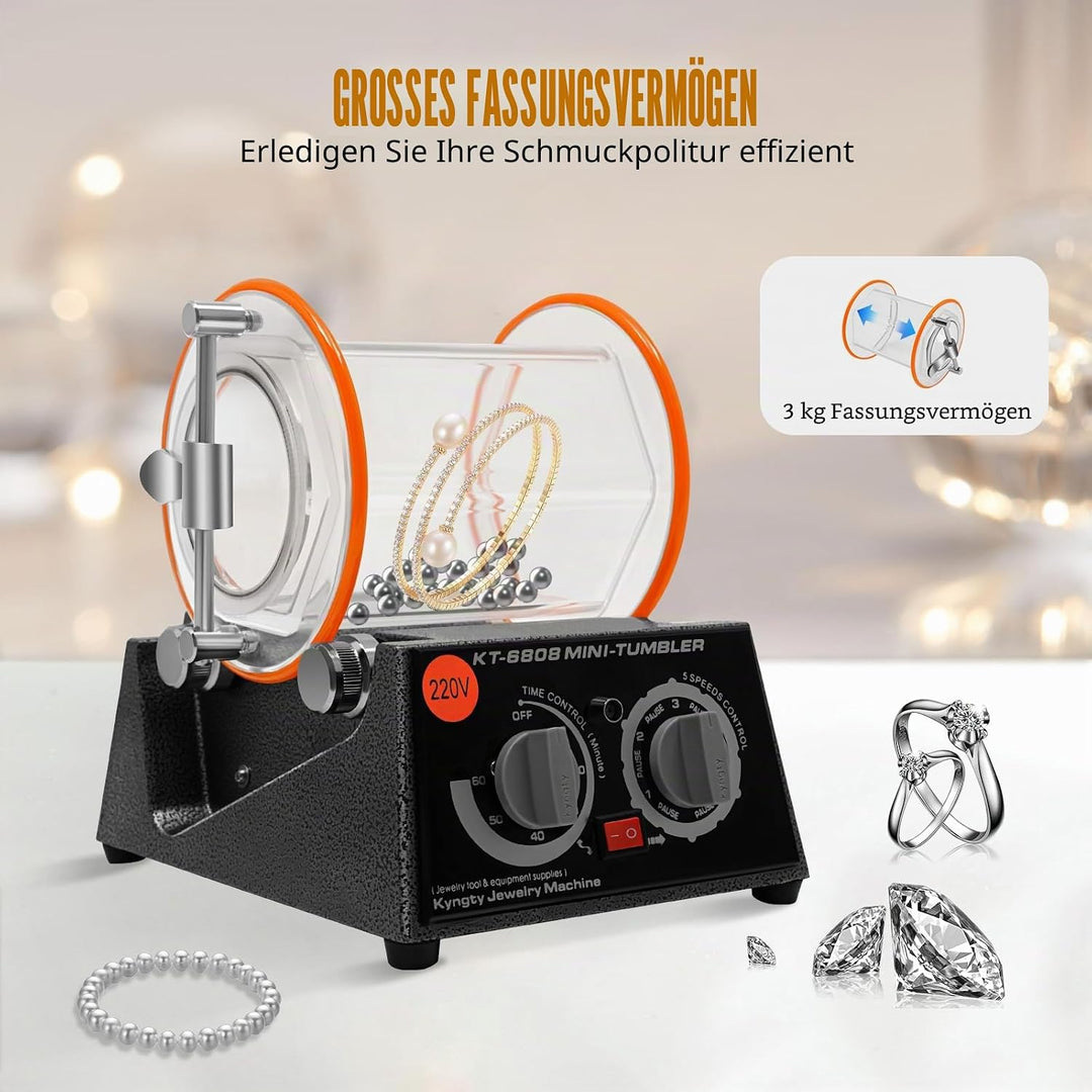 60W Rotary Tumbler Oberflächenpolierer, Poliertrommel Poliermaschine Schmuck Poliergerät Kugelmühle