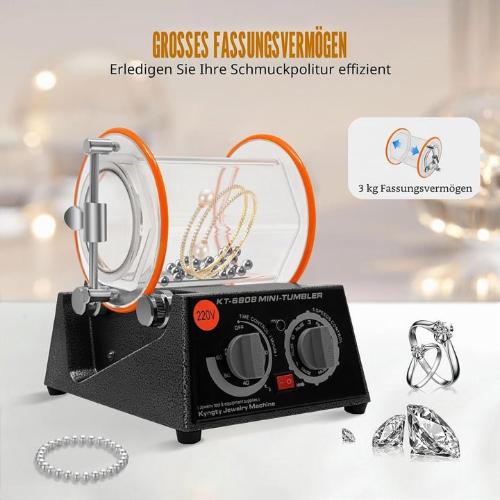 60W Rotary Tumbler Oberflächenpolierer, Poliertrommel Poliermaschine Schmuck Poliergerät Kugelmühle