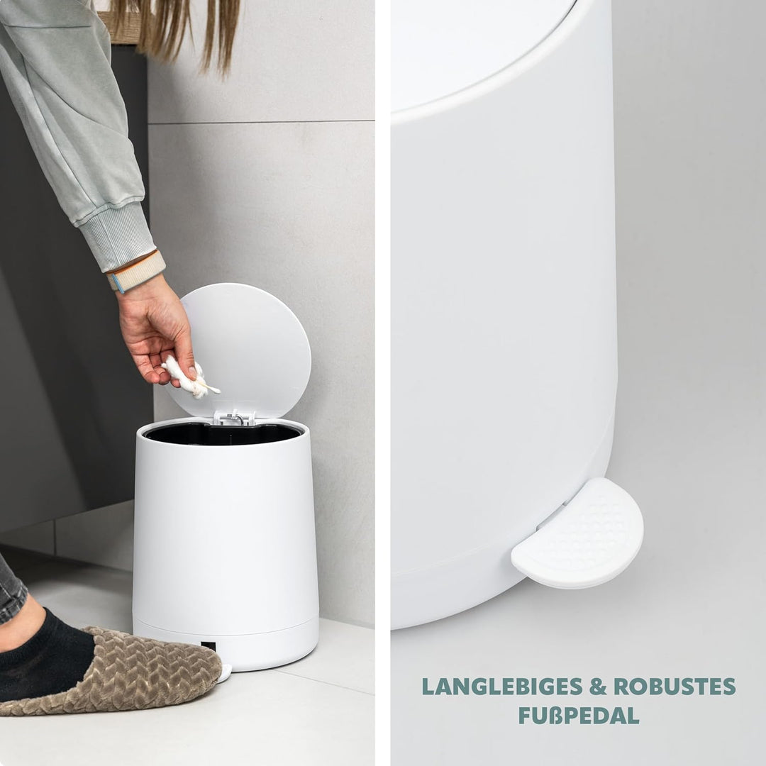 eluno Kosmetikeimer TESERO mit Soft-Touch Oberfläche, Treteimer 4 Liter Fassungsvermögen, mit Soft-C