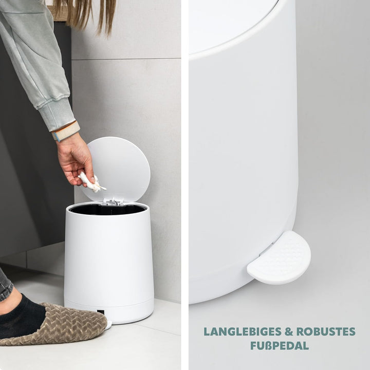 eluno Kosmetikeimer TESERO mit Soft-Touch Oberfläche, Treteimer 4 Liter Fassungsvermögen, mit Soft-C