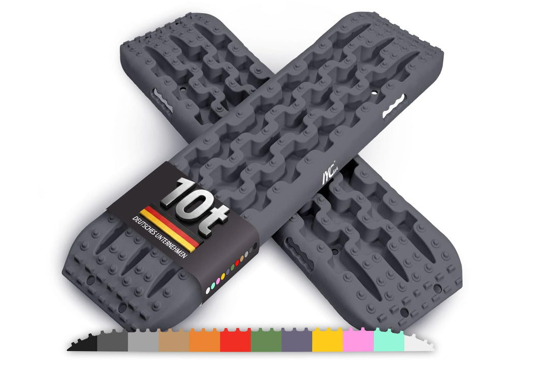 IYC4x4 Sandbleche Anfahrhilfe Bergungshilfe Traktionshilfe Reifenleiter Kunststoff (Stealth Grey, 2x
