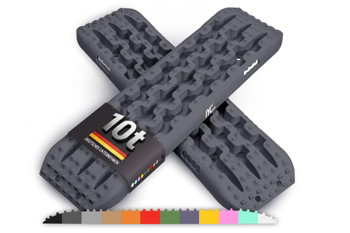 IYC4x4 Sandbleche Anfahrhilfe Bergungshilfe Traktionshilfe Reifenleiter Kunststoff (Stealth Grey, 2x
