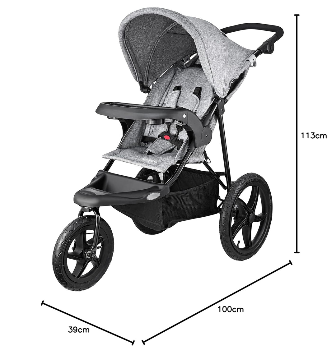 Moby-System Runner Dreirad-Kinderwagen Buggy Mountain Schwarz Für Kinder Bis 15 Kg, Es dreht sich gu