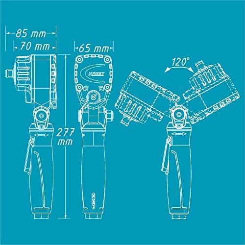 HAZET abgewinkelter Druckluft-Schlagschrauber (1/2“-Vierkantabtrieb, max. Lösemoment: 550 Nm, Verste