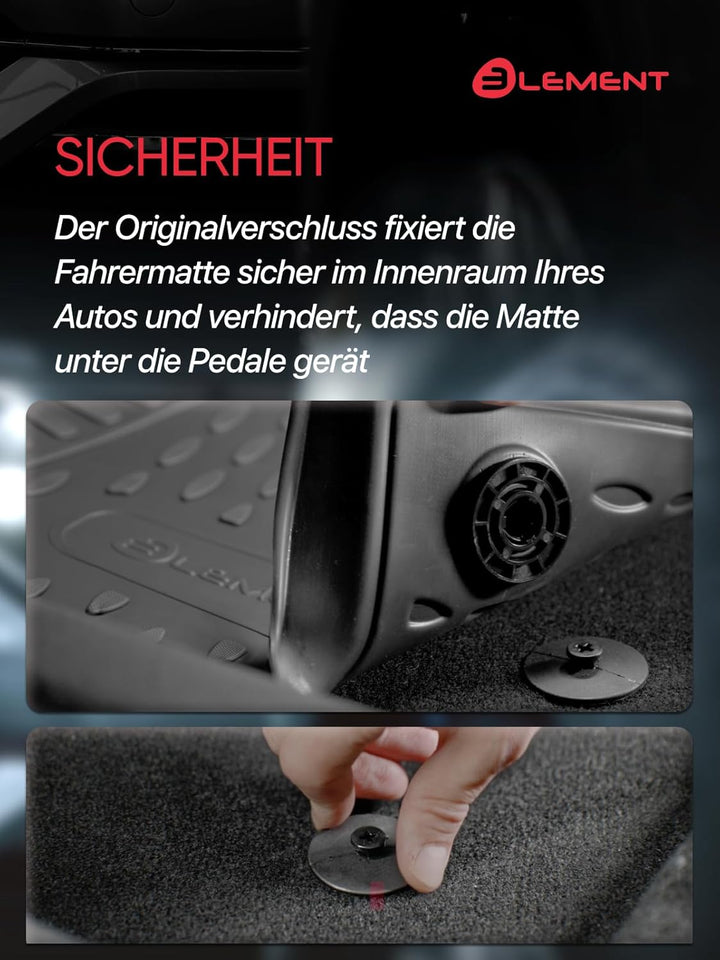 Element 3D Passgenaue Premium Antirutsch Gummimatten Fussmatten SEAT Alhambra 2017-> MPV Mk2 7N 5-Te