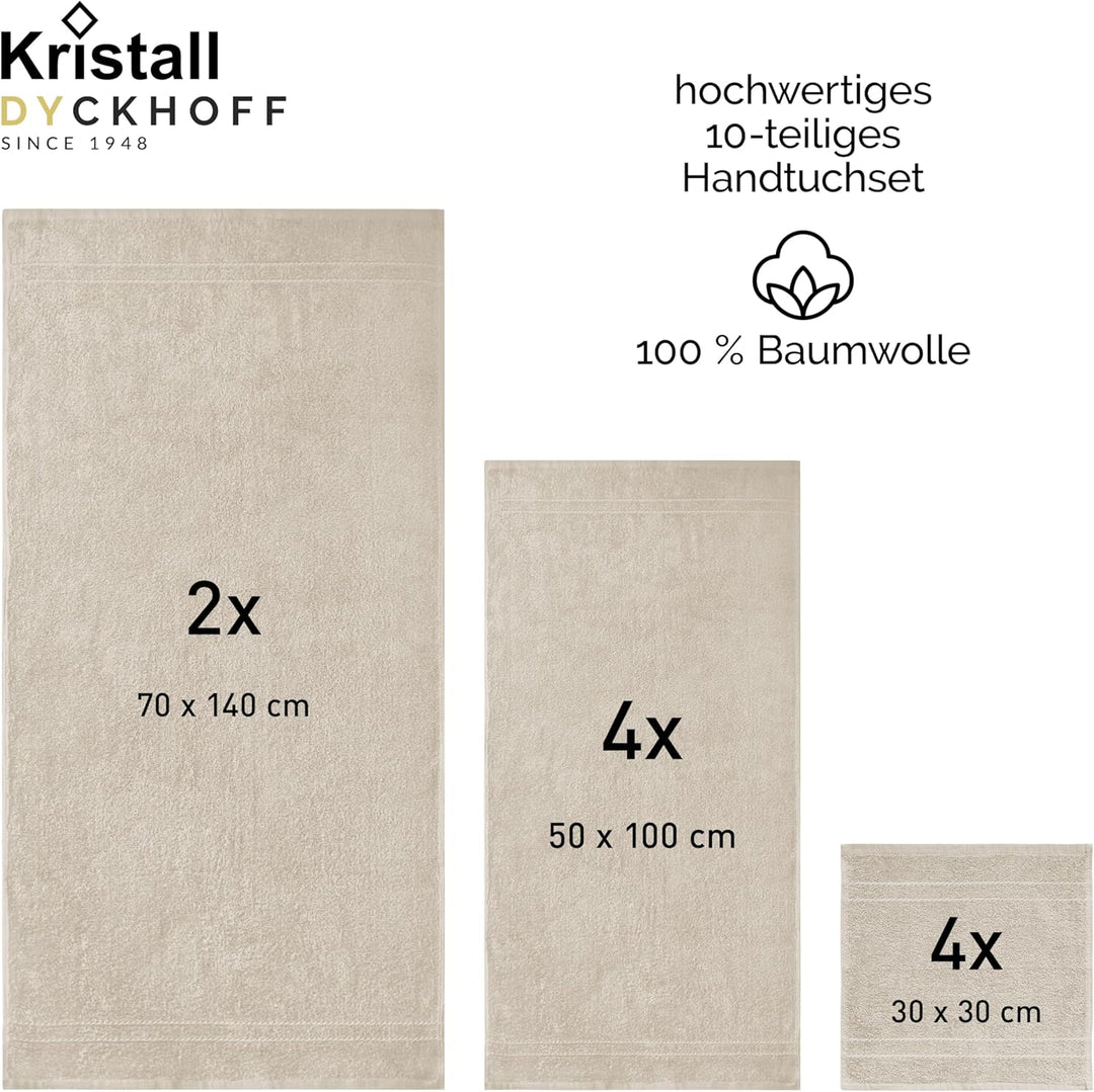 Dyckhoff Handtuch-Set, Baumwolle, beige, 26 x 36 cm, Beige