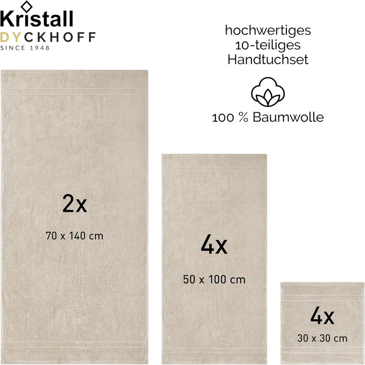Dyckhoff Handtuch-Set, Baumwolle, beige, 26 x 36 cm, Beige