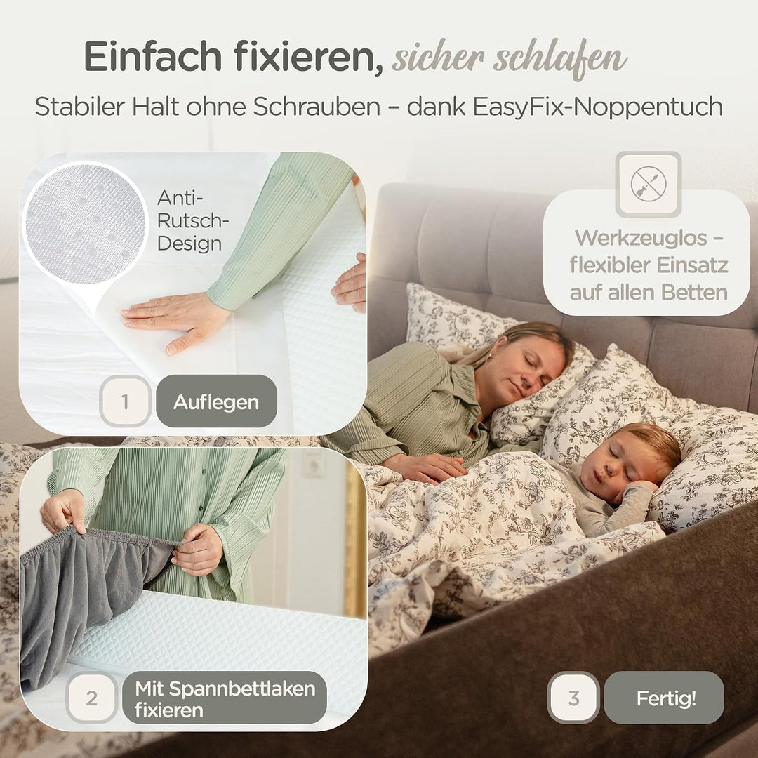 LUNOVA® Rausfallschutz Bett Reise Kinder &amp; Baby - Boxspringbett mobil | Mit Gurt &amp; Reisetasche · zus
