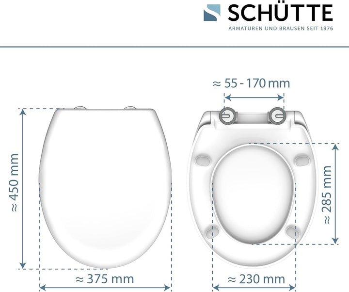 SCHÜTTE WC-Sitz mit Absenkautomatik, Abnehmbarer Klodeckel aus bruchsicherem Duroplast Weiss, Wei&#x