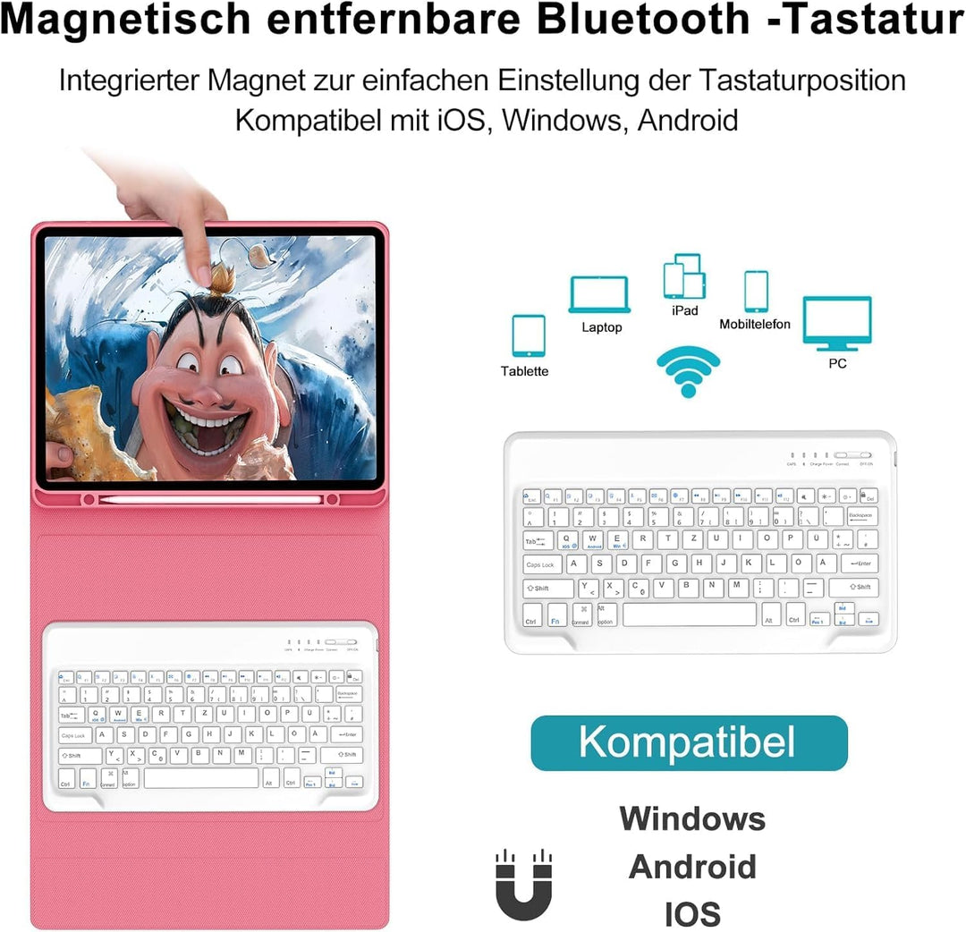 Hülle mit Tastatur für iPad Pro 12.9 Zoll (6. / 5. / 4. / 3. Generation), Deutsches QWERTZ Layout, M