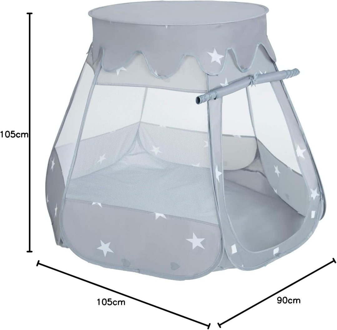 Selonis Baby Spielzelt Mit Plastikbällen Zelt 105X90cm/100 Bälle Plastikkugel Kinder, Grau:Perle-Gra