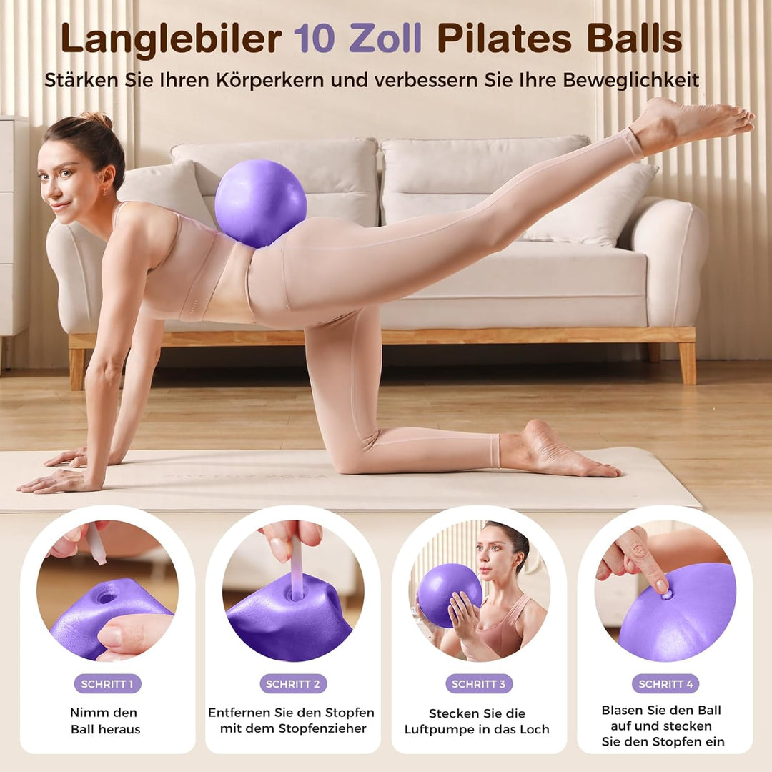 Pilates Kit 13 Stück Home Pilates Essentials Workout Kit mit 13" Ring, 10" Ball und Widerstandsbände