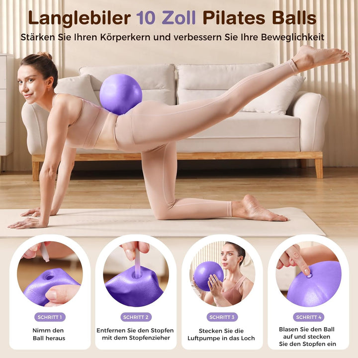 Pilates Kit 13 Stück Home Pilates Essentials Workout Kit mit 13" Ring, 10" Ball und Widerstandsbände