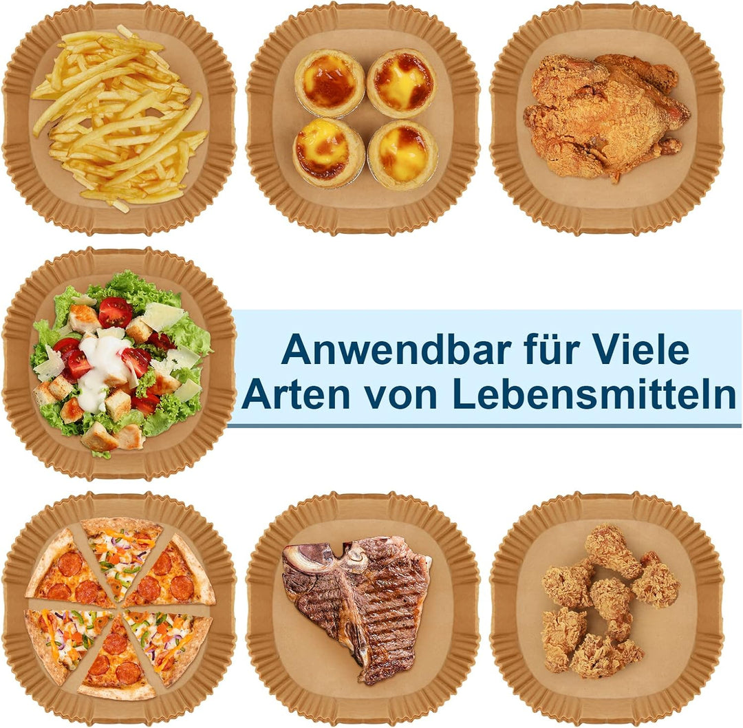 200 Stück Backpapier für Heissluftfritteuse 4,5L-8L, Stone TH 20-24cm Airfryer Backpapier Pergamentp